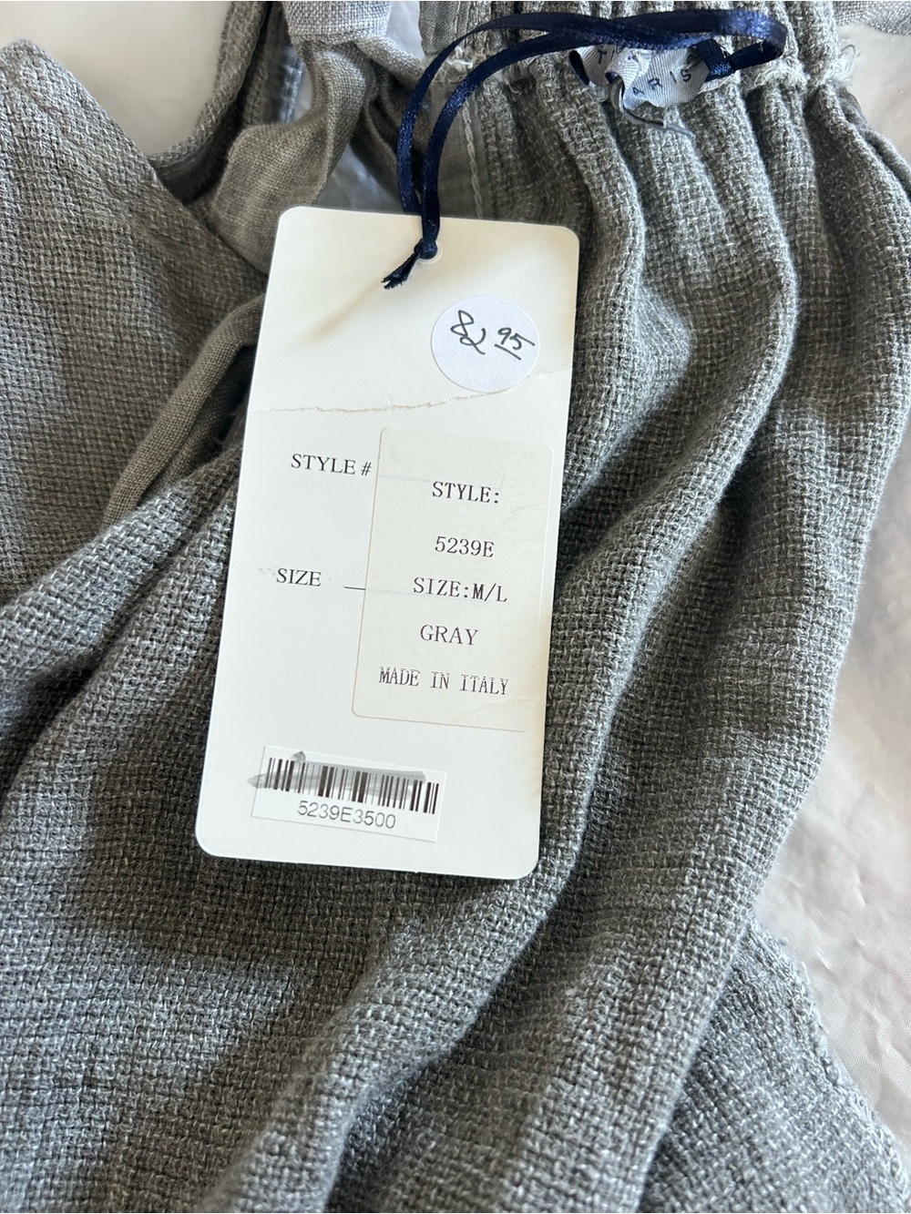 Tempo Paris 100% Linen Sleeveless Ruffled Hem Midi Dress M/L Gray Italy NWT - Picture 10 of 13